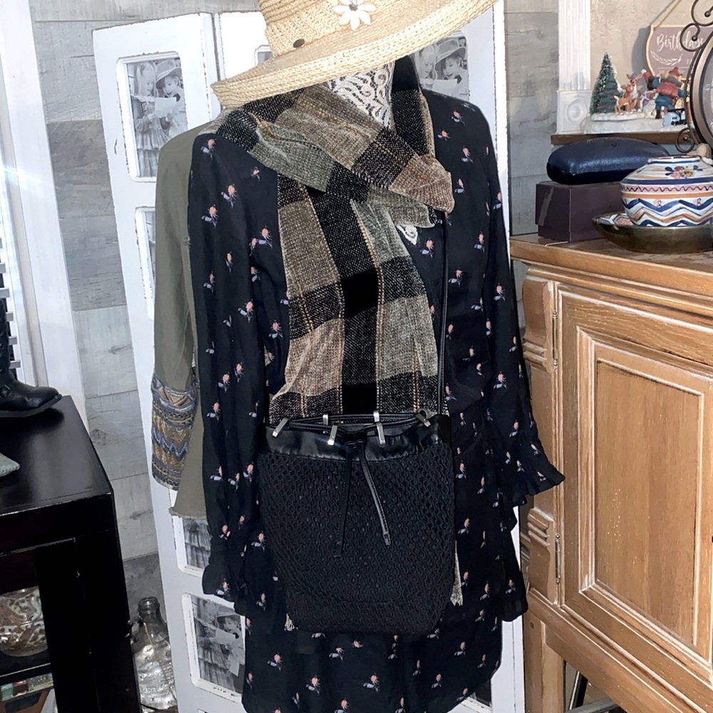 Rag And Bone Black Net Dayton Drawstring Bucket C… - image 4